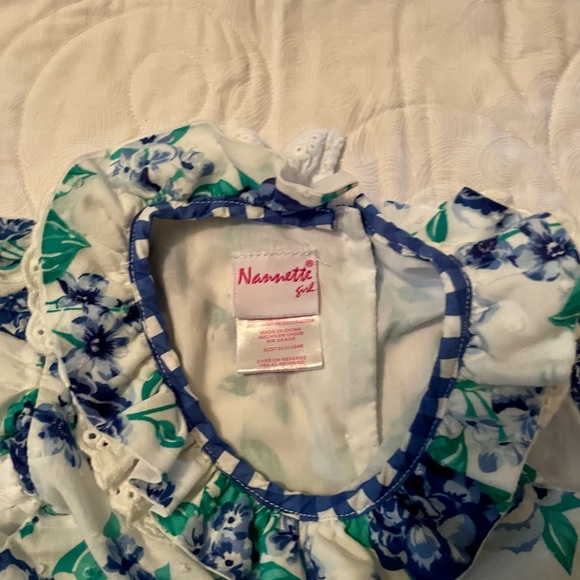 🔖Ruffle Dress Ruffle 4t Sleeve Blue White Floral - Picture 7 of 7